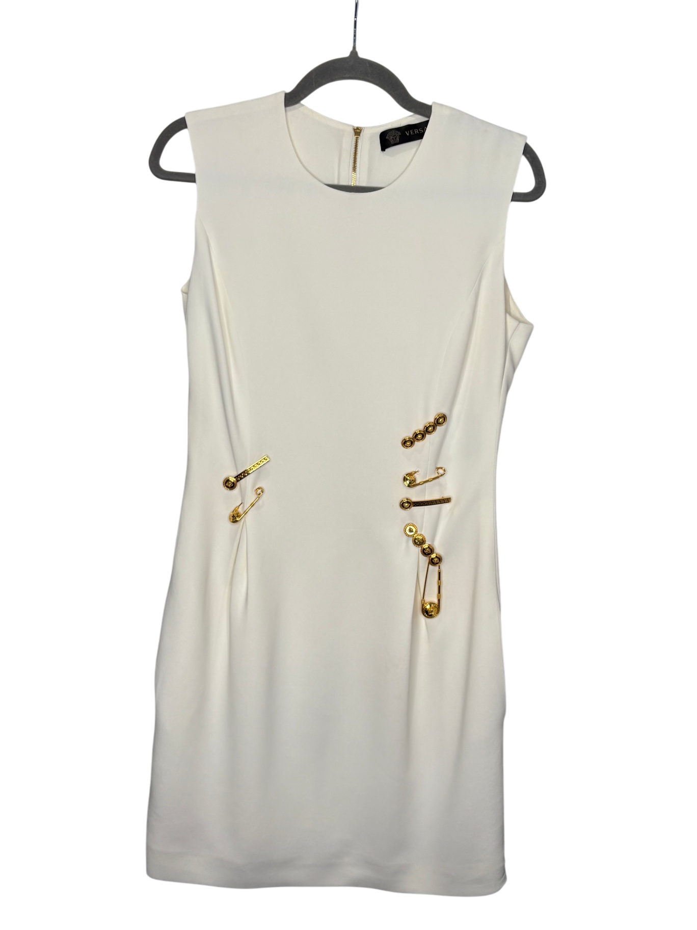 VERSACE White Gold Safety Pin Dress