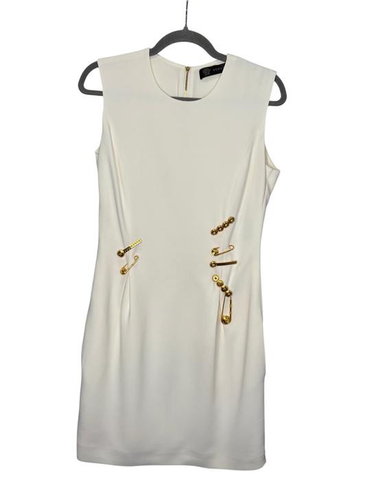 VERSACE White Gold Safety Pin Dress