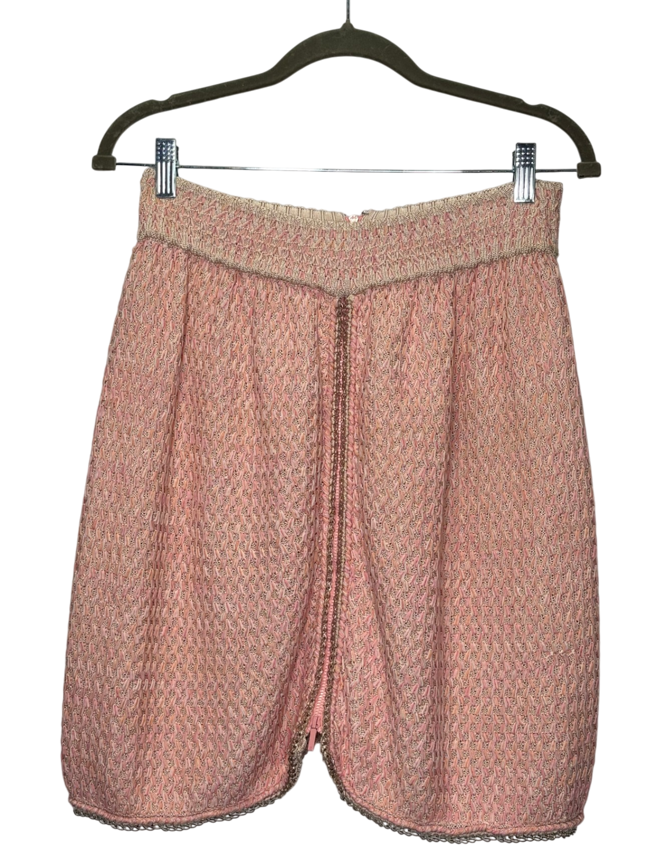 CHANEL SS11 Pink Bouclé Knit Zip Skirt