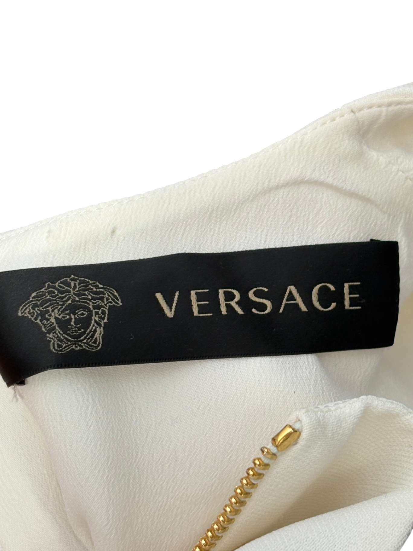 VERSACE White Gold Safety Pin Dress