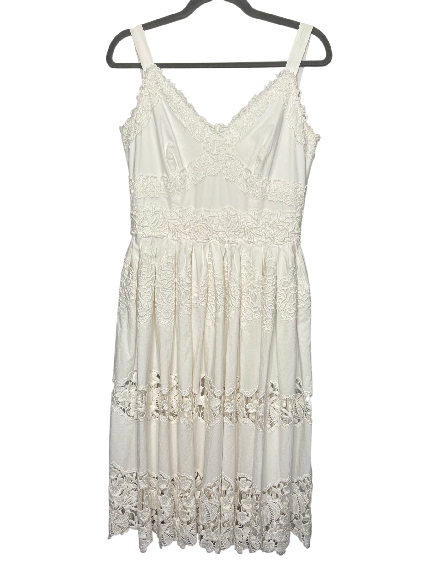Dolce & Gabbana Ivory Broderie Anglaise Cotton Midi Dress