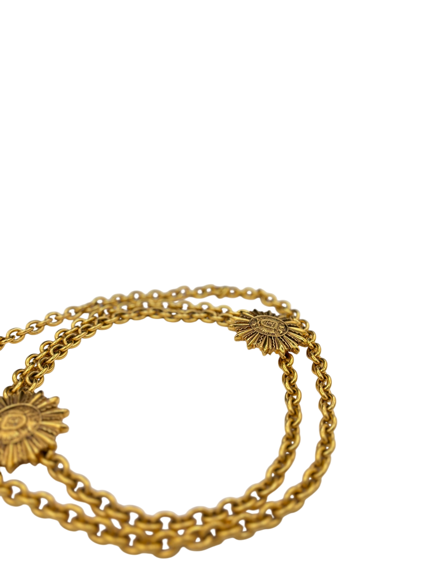 CHANEL Chanel Vintage Sunburst Medallion Chain Belt Gold