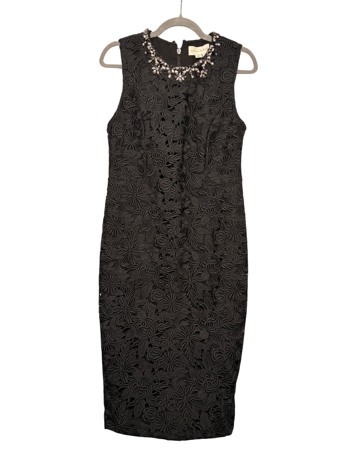 SACHIN & BABI Black lace crystal dress size 10