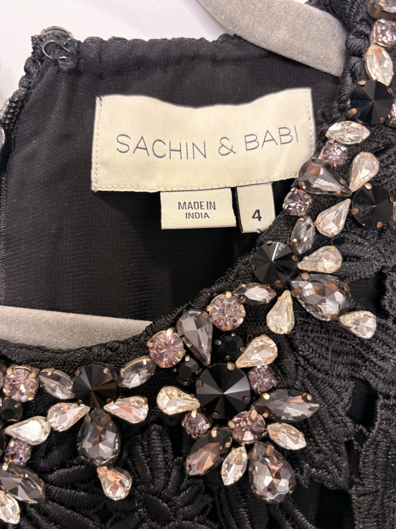 SACHIN & BABI Black lace crystal dress size 10