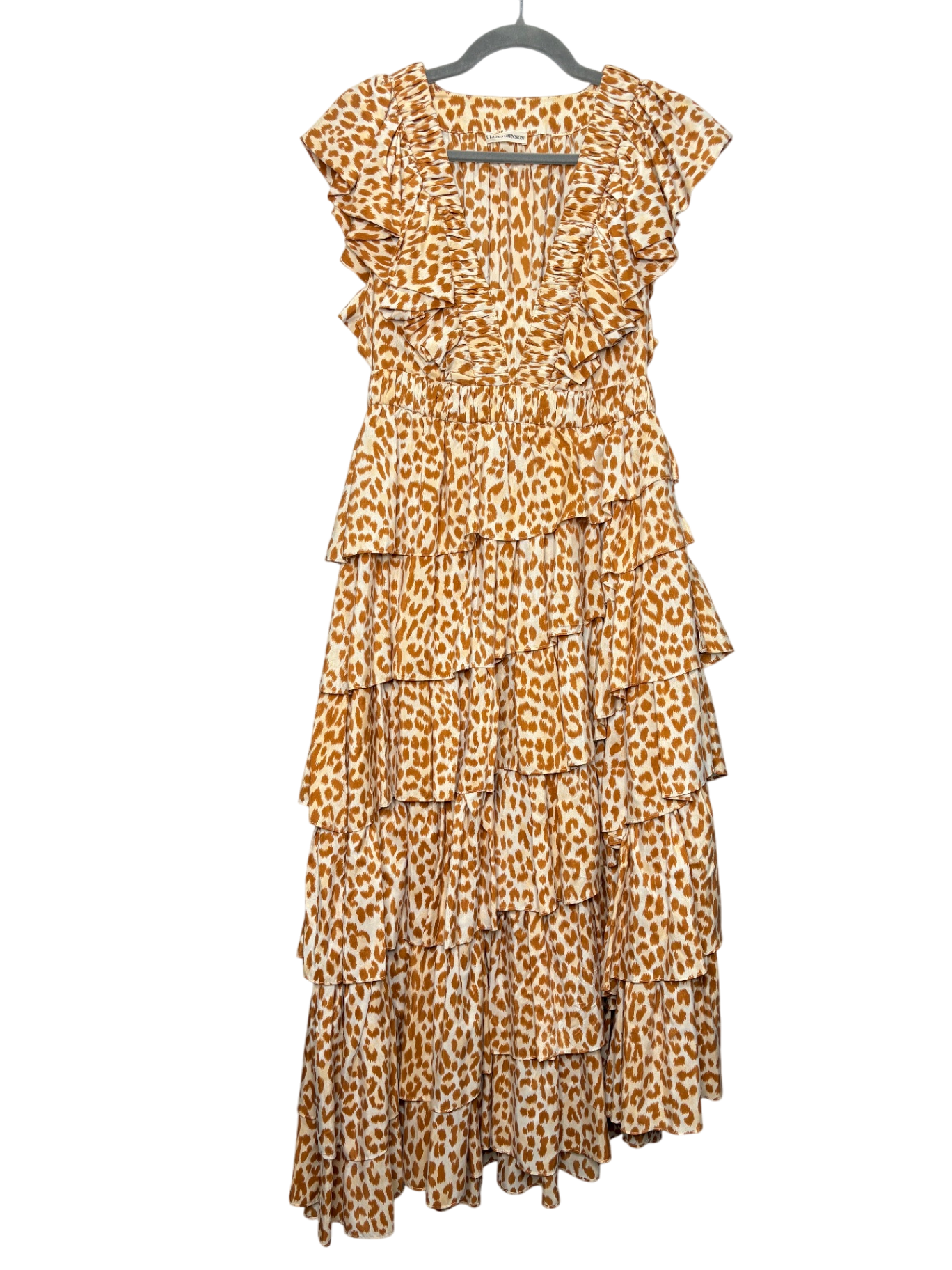 ULLA JOHNSON Leopard Ruffle dress size 10
