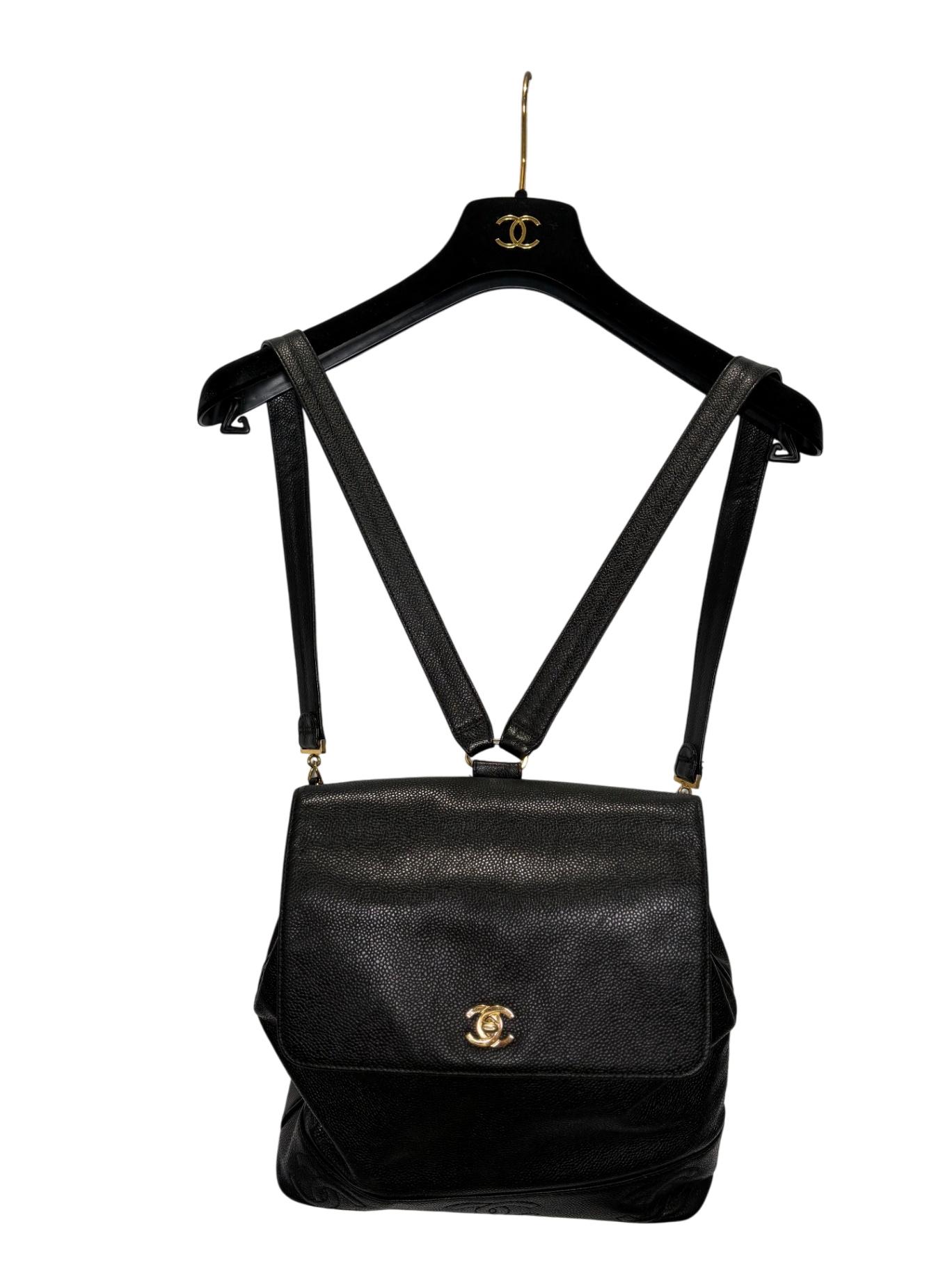 CHANEL Caviar Triple C Black Backpack