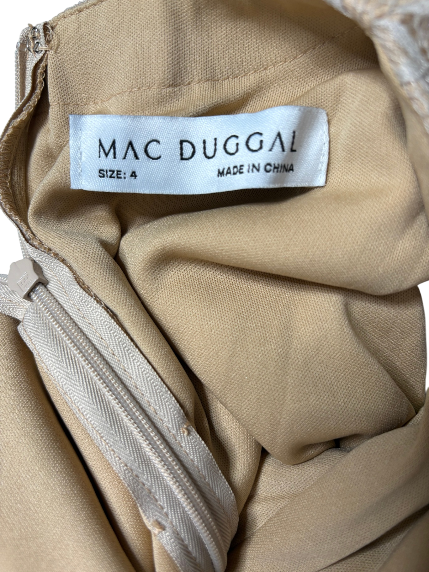 MAC DUGGAL Cream Beaded dress