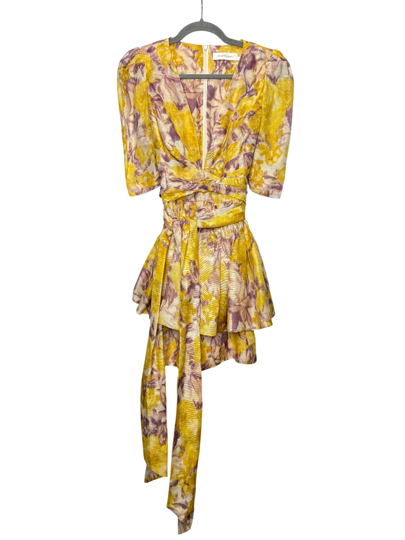ZIMMERMANN Yellow Floral Short Dress