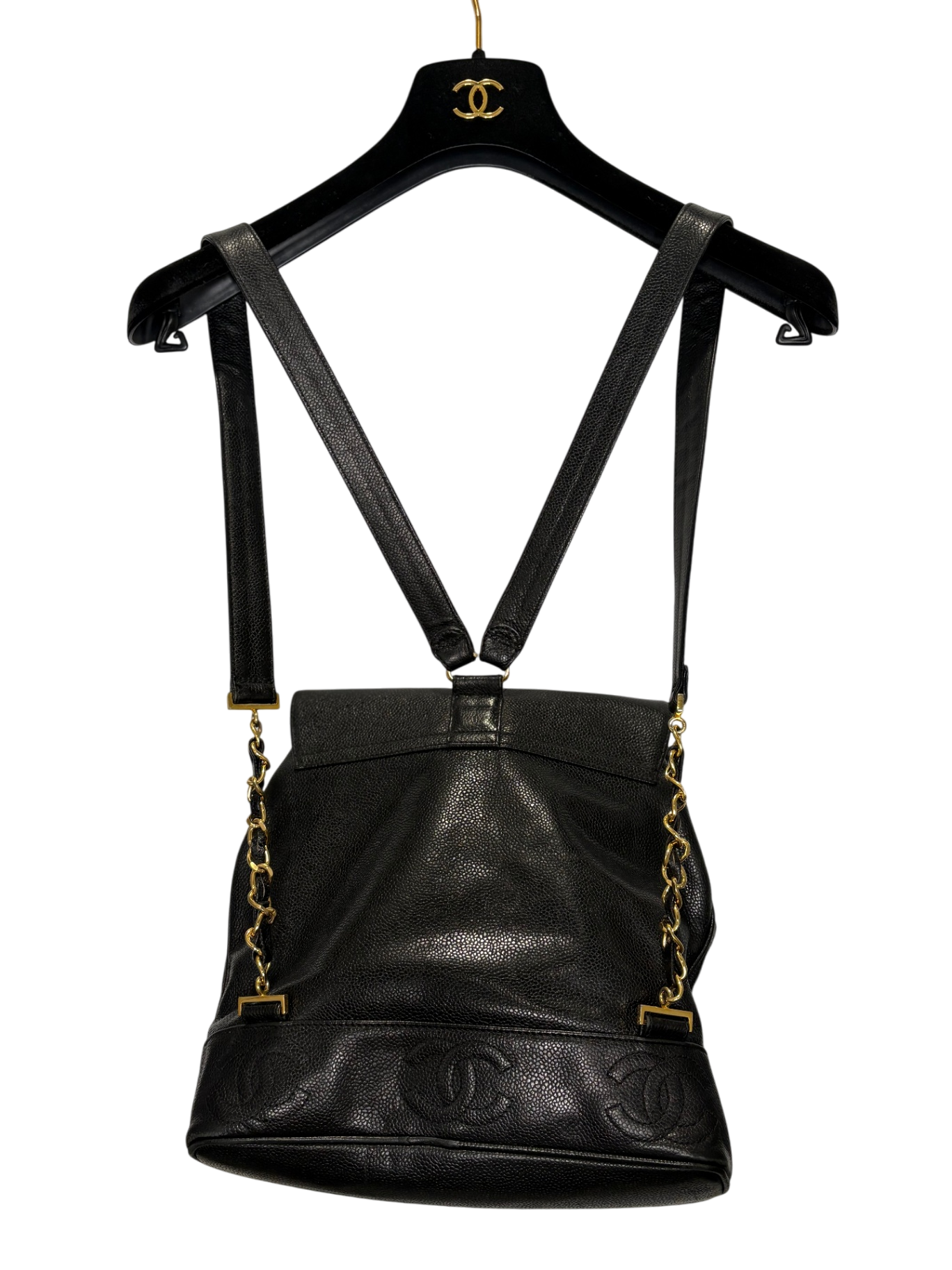 CHANEL Caviar Triple C Black Backpack