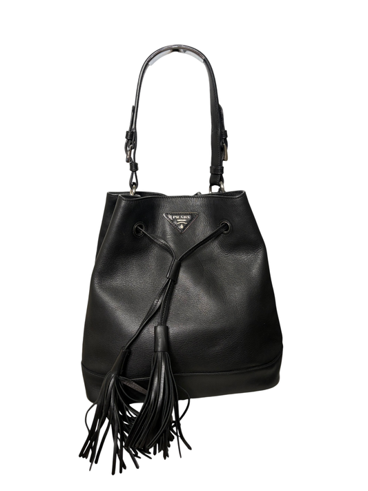 PRADA Black Bucket Bag with Strap