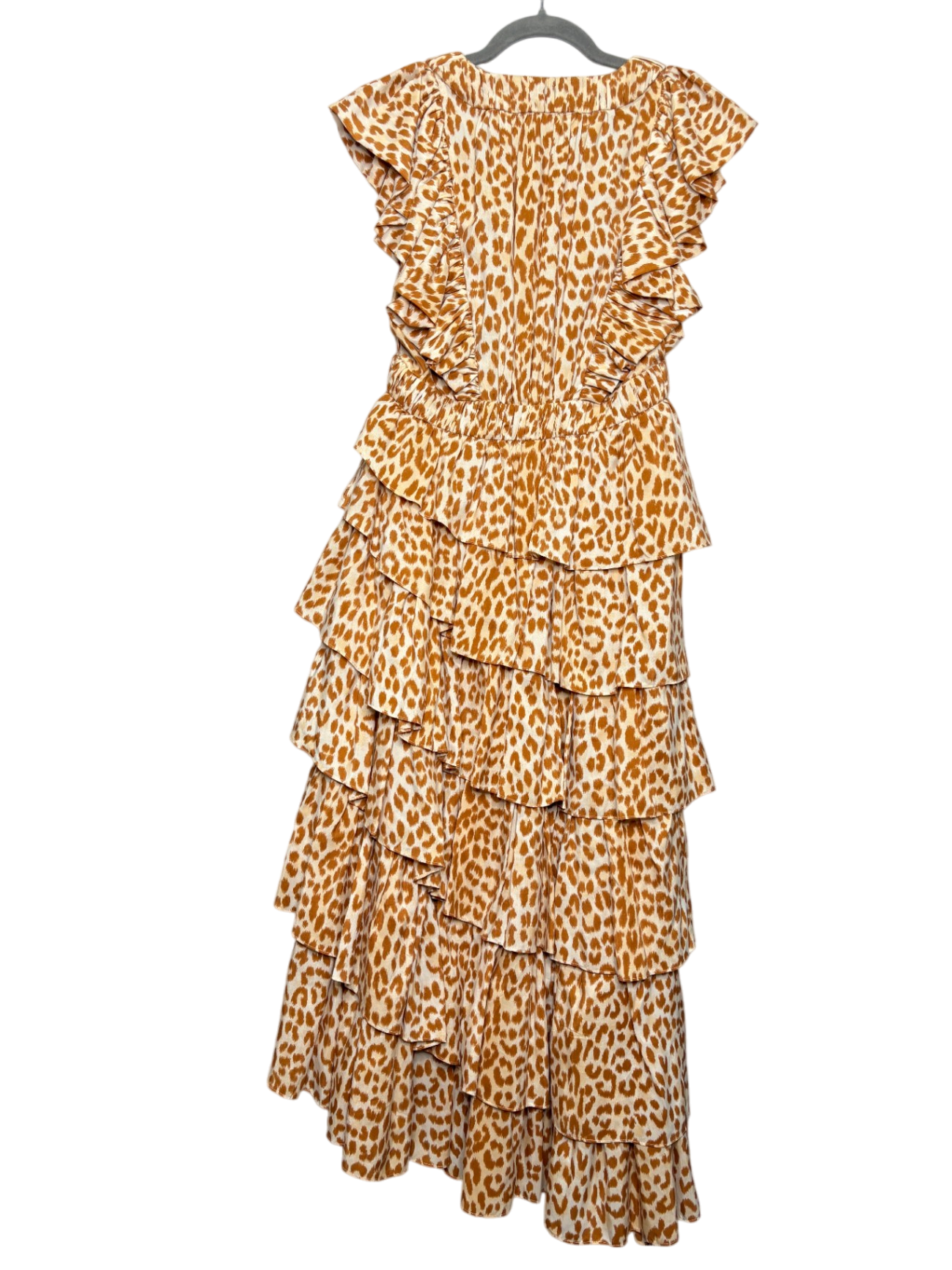 ULLA JOHNSON Leopard Ruffle dress size 10