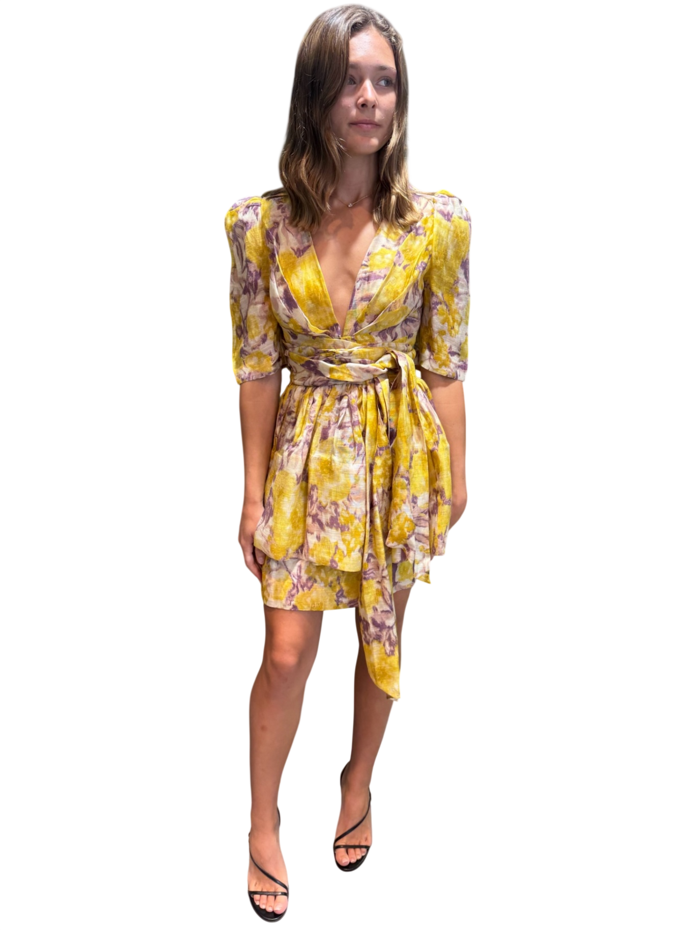 ZIMMERMANN Yellow Floral Short Dress