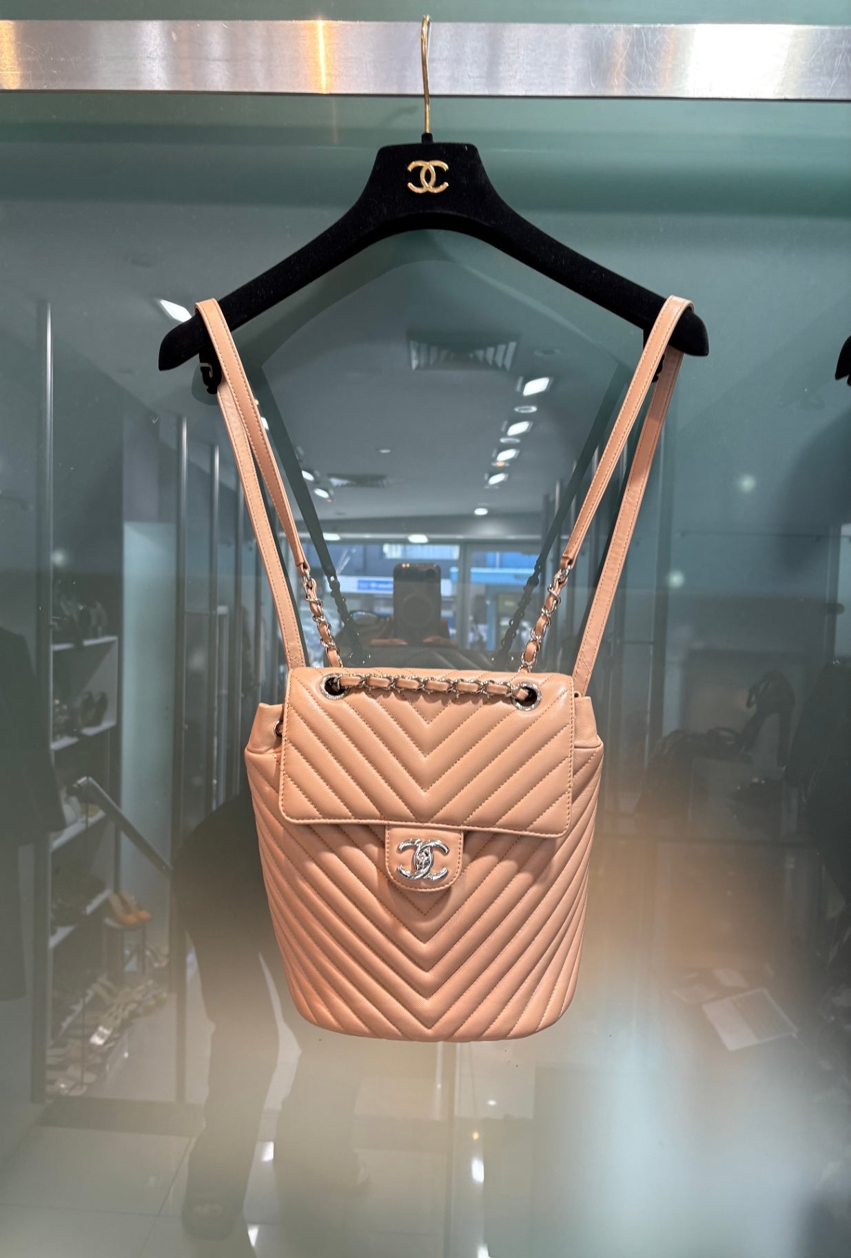 CHANEL Nude Chevron Urban Spirit backpack