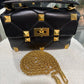 VALENTINO GARAVINI Blk/Gold Roman stud bag