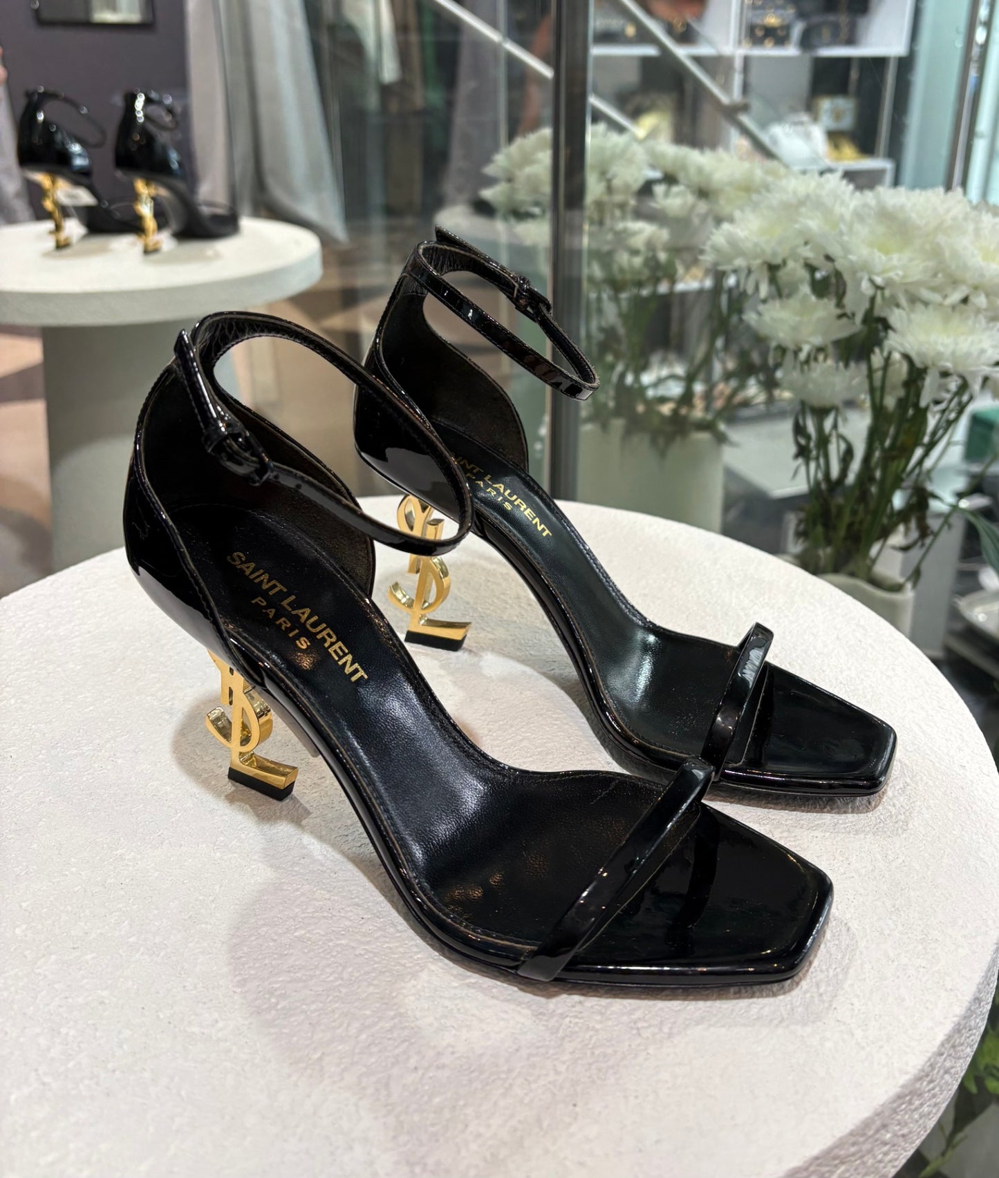 SAINT LAURENT Black Opyum 85 Heels - Size 36