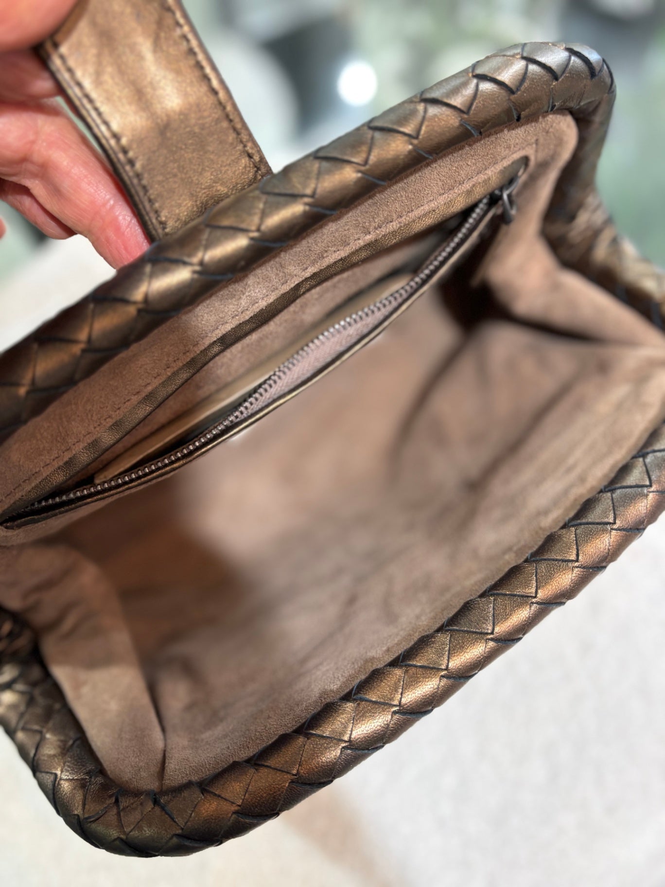 BOTTEGA VENETA Lauren bronze  clutch