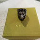 Gucci Lion Head Ring with Onyx