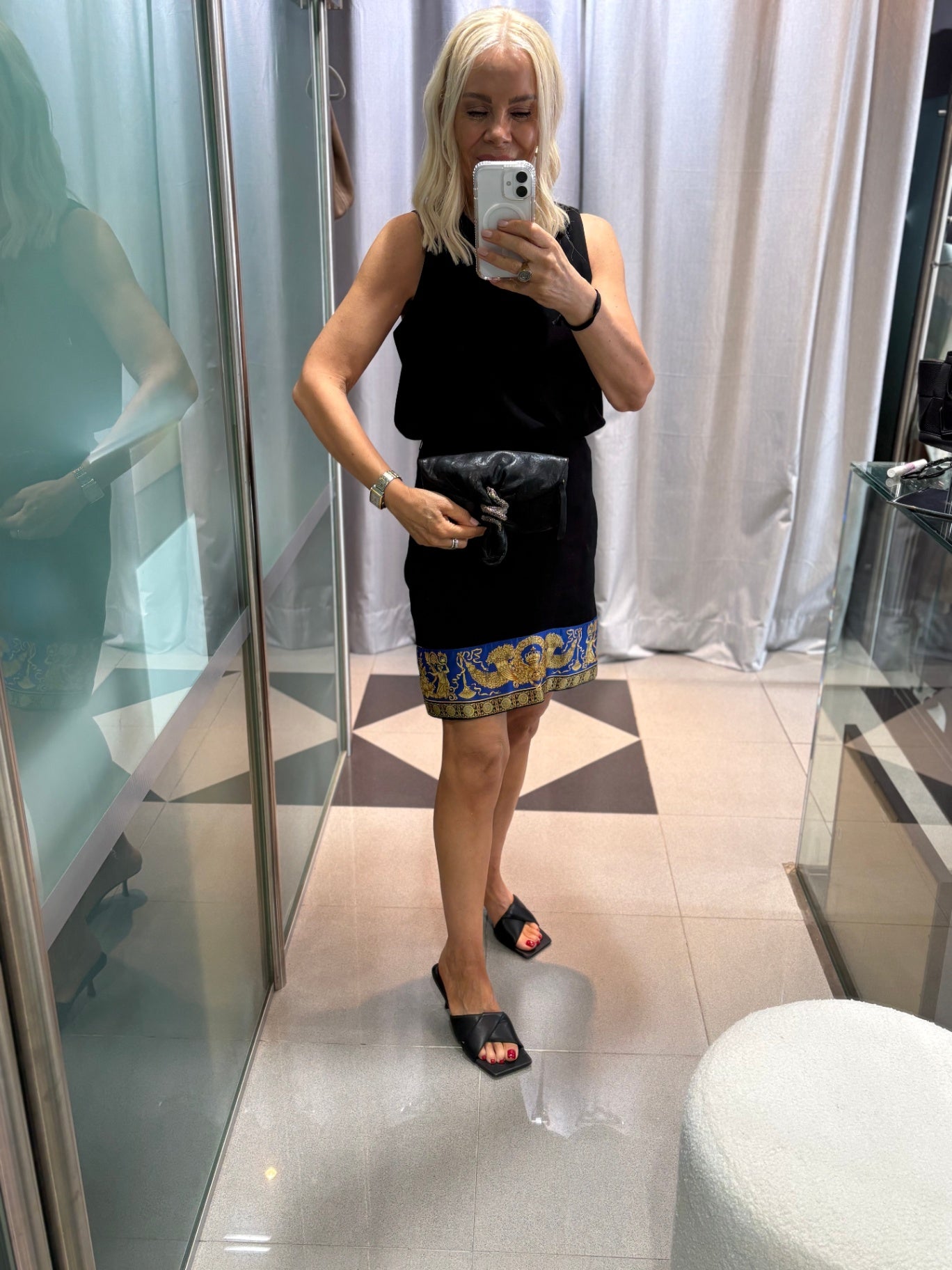 JIMMY CHOO Black Leather Snake Purse