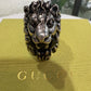 Gucci Lion Head Ring with Onyx