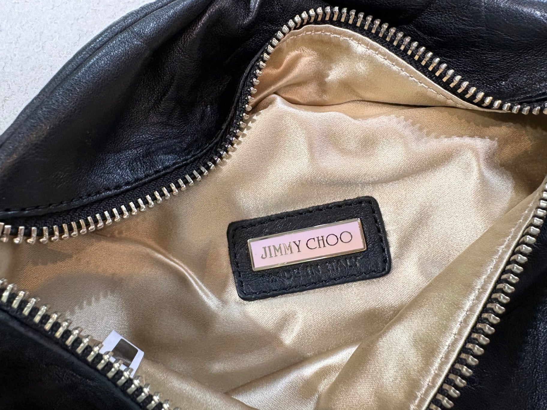 JIMMY CHOO Black Leather Snake Purse