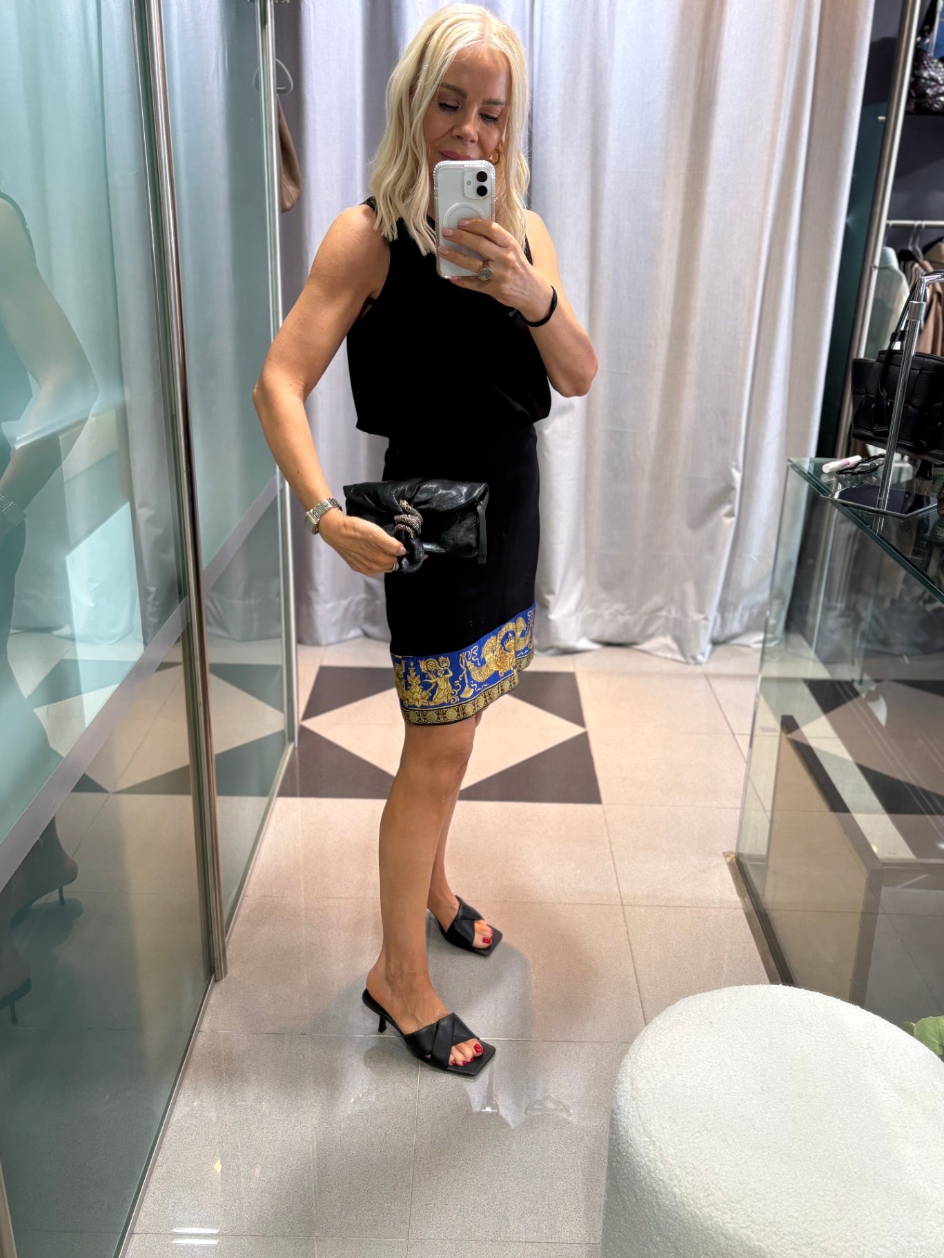 JIMMY CHOO Black Leather Snake Purse