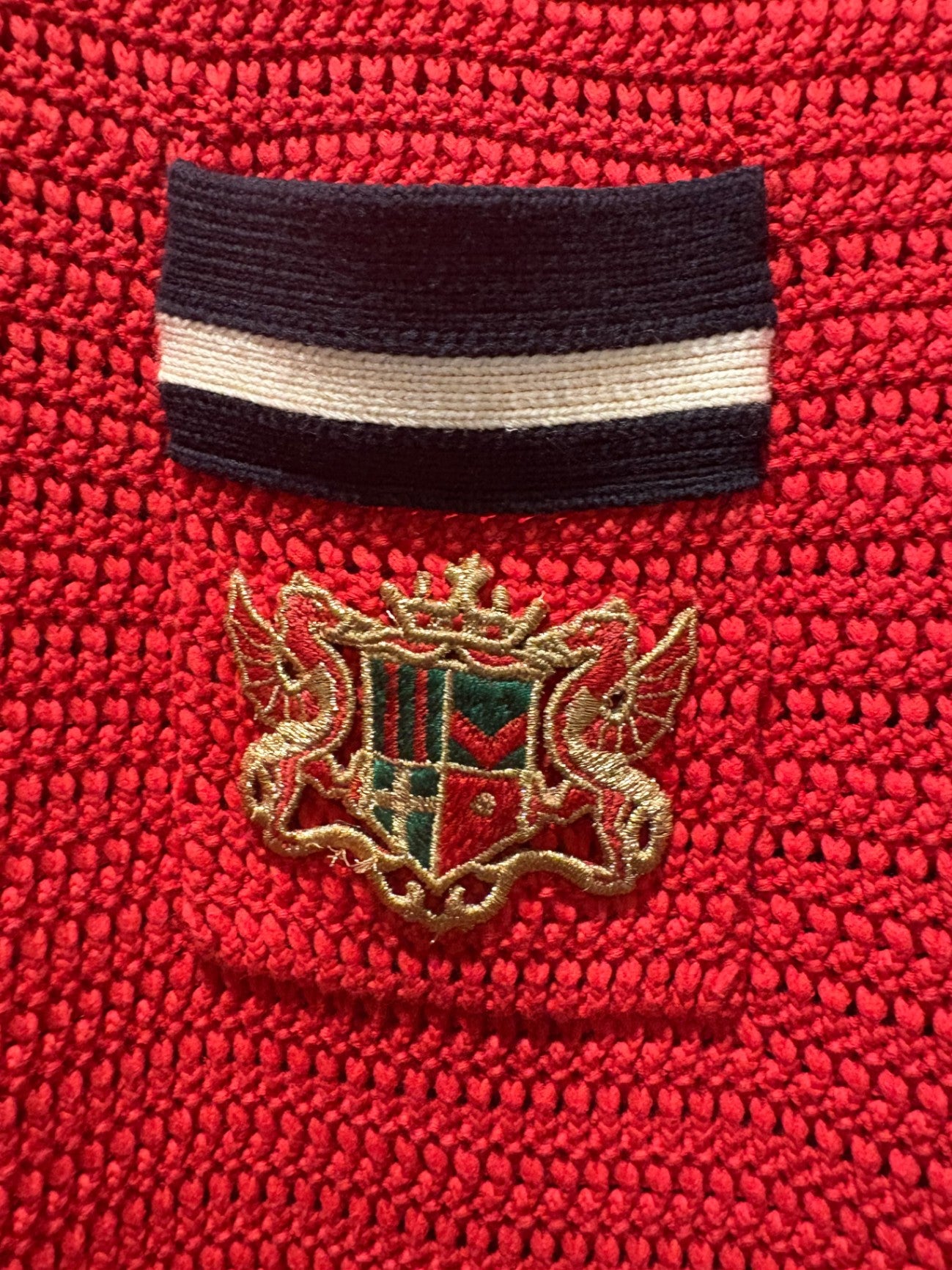 GUCCI Red Crochet Knit shift size M