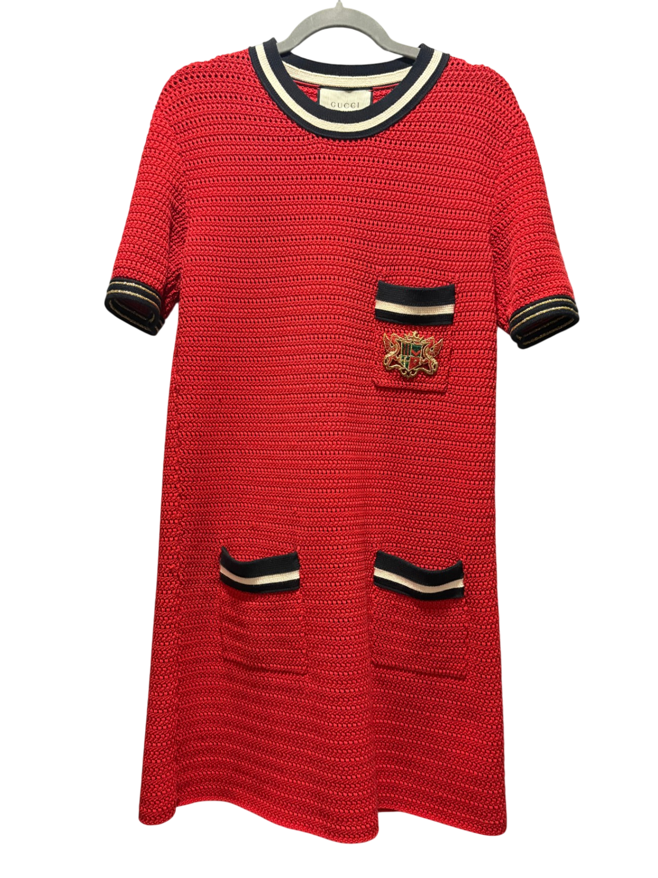 GUCCI Red Crochet Knit shift size M