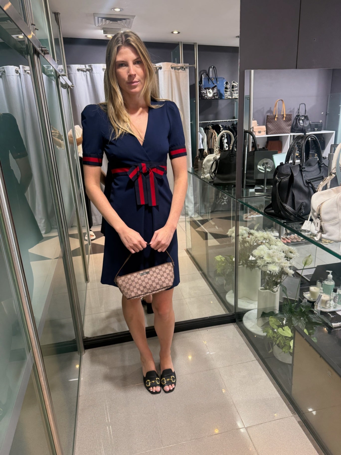 GUCCI Navy Bow dress size S