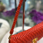 Miu Miu Coral Red Matelassé Bag with Crystal Strap