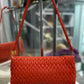 Miu Miu Coral Red Matelassé Bag with Crystal Strap