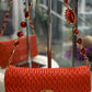 Miu Miu Coral Red Matelassé Bag with Crystal Strap
