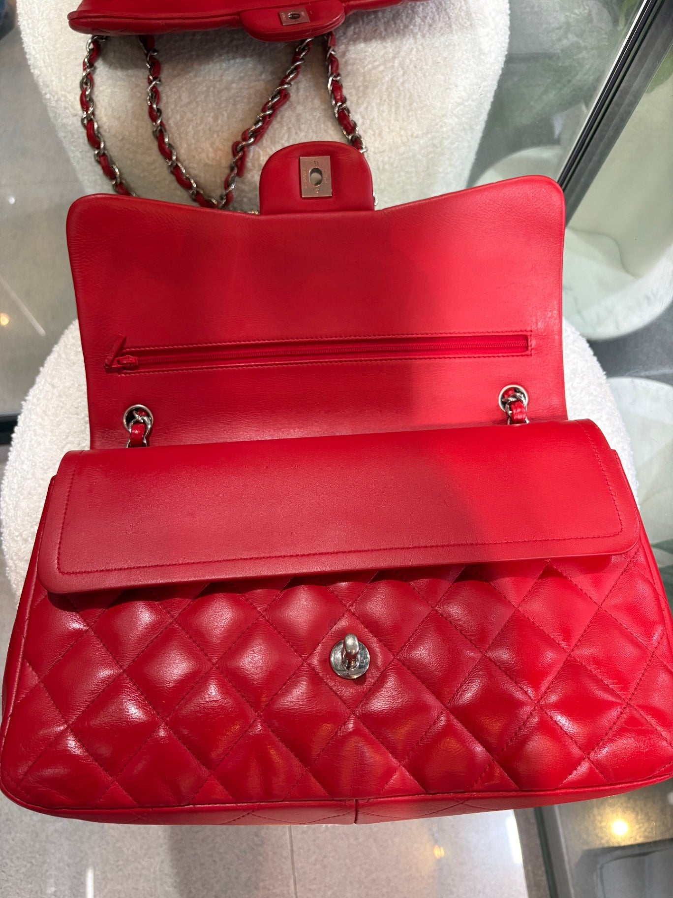 CHANEL Red Classic Double Flap - Large