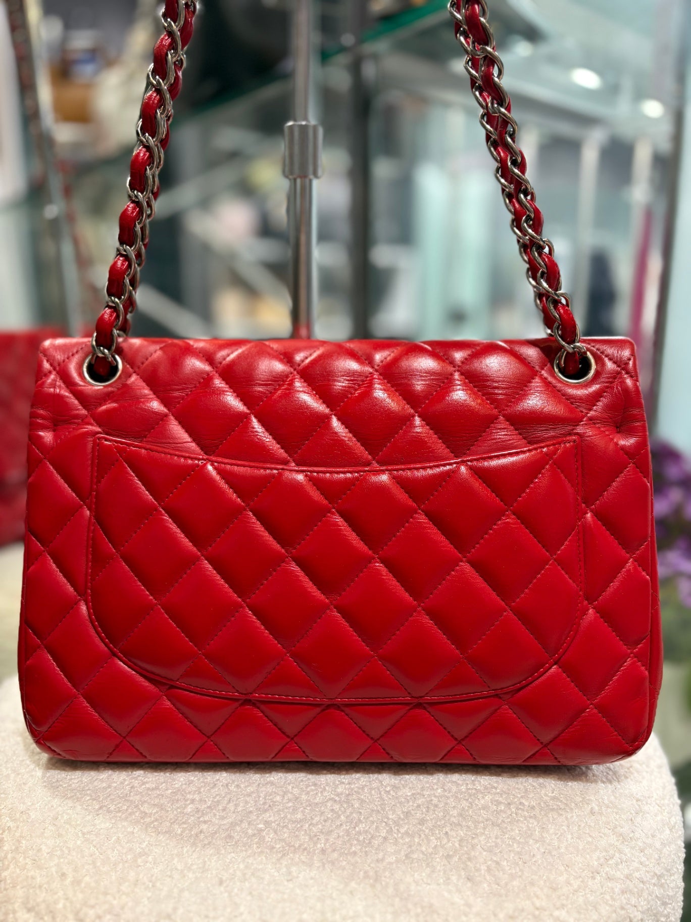 CHANEL Red Classic Double Flap - Large