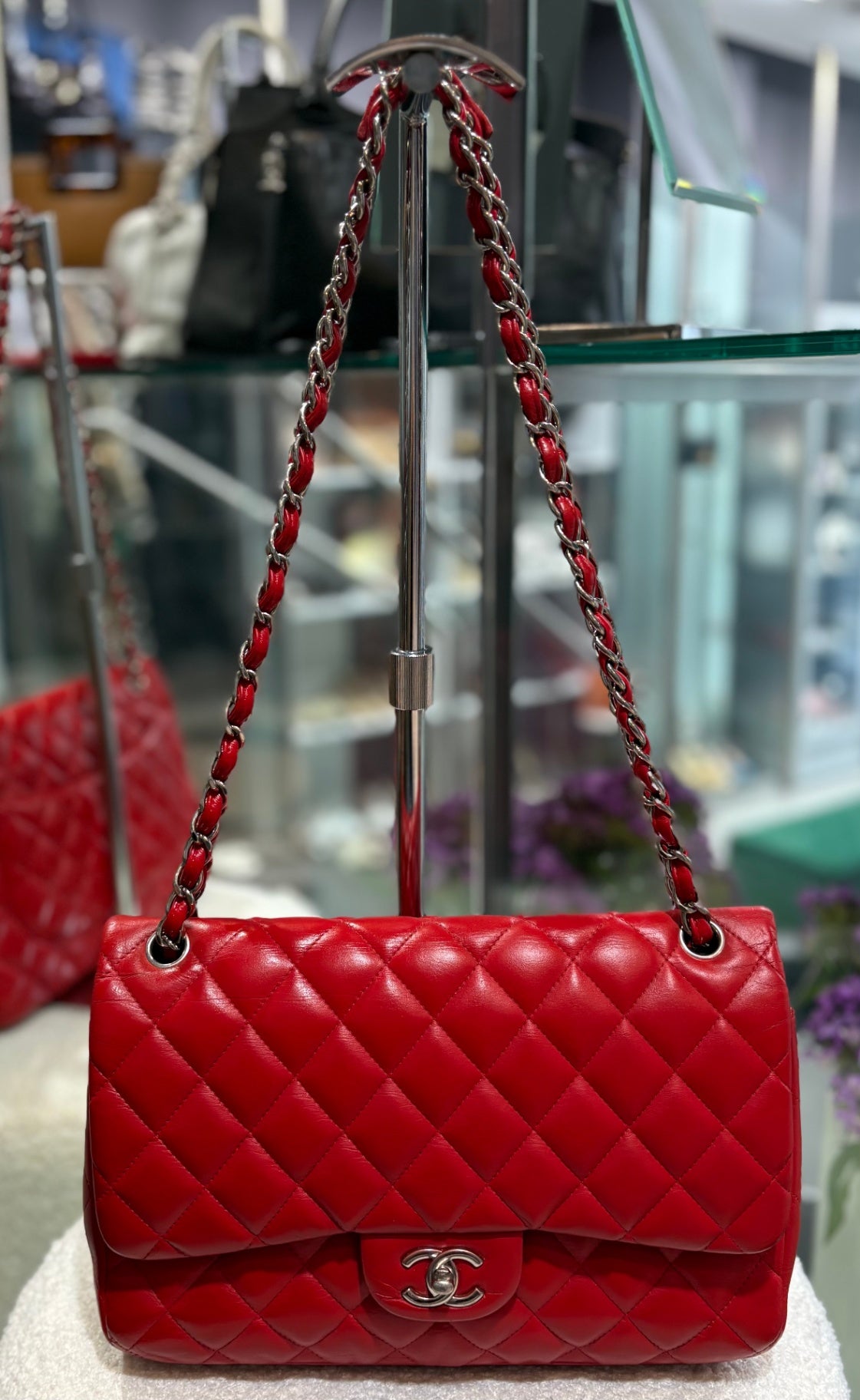 CHANEL Red Classic Double Flap - Large