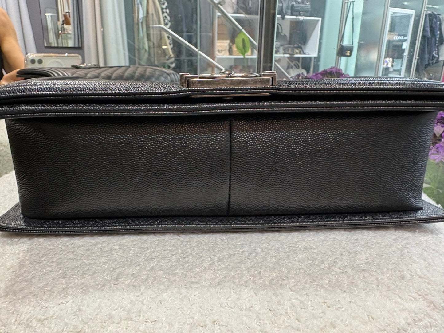 CHANEL BOY Black Caviar Leather  - Large