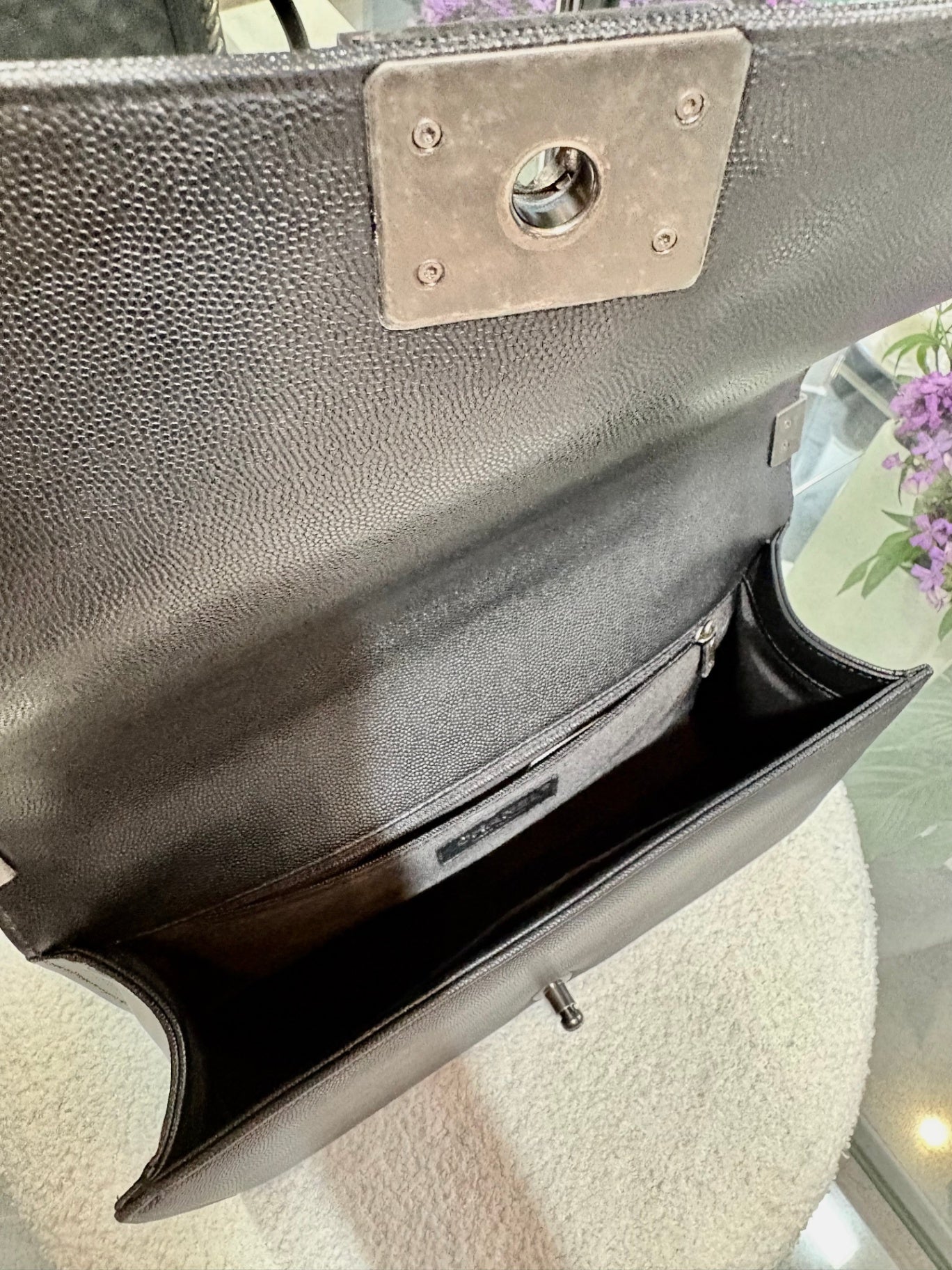 CHANEL BOY Black Caviar Leather  - Large