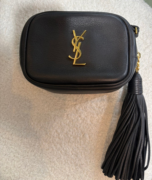 YSL Black Mini Camera Bag with tassle
