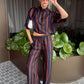 FENDI Coffee/Navy striped set