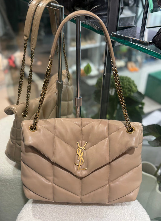 SAINT LAURENT Lou Lou Puffer Beige - Large