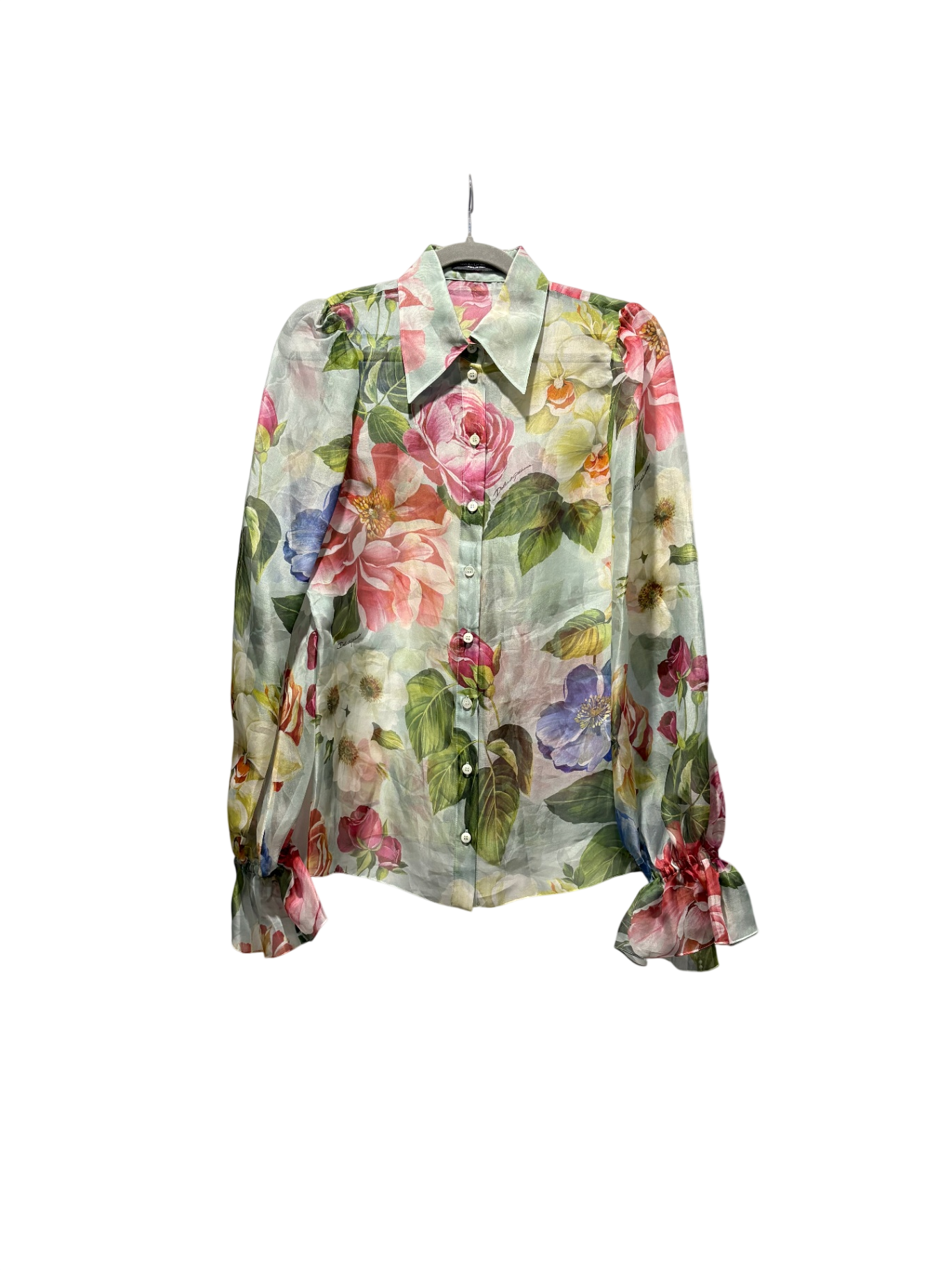 DOLCE & GABBANA Light green/floral blouse:44