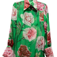 DOLCE & GABBANA Green/pink floral silk blouse: 44