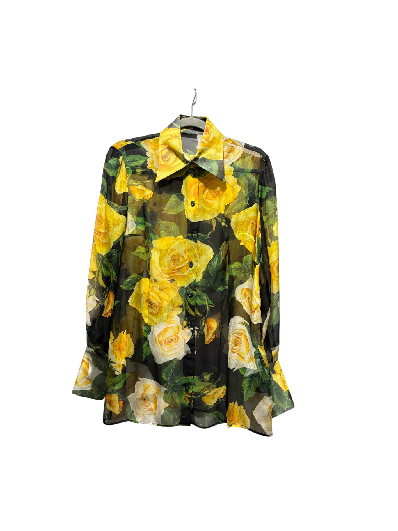 DOLCE & GABBANA Yellow/Green silk blouse: 44