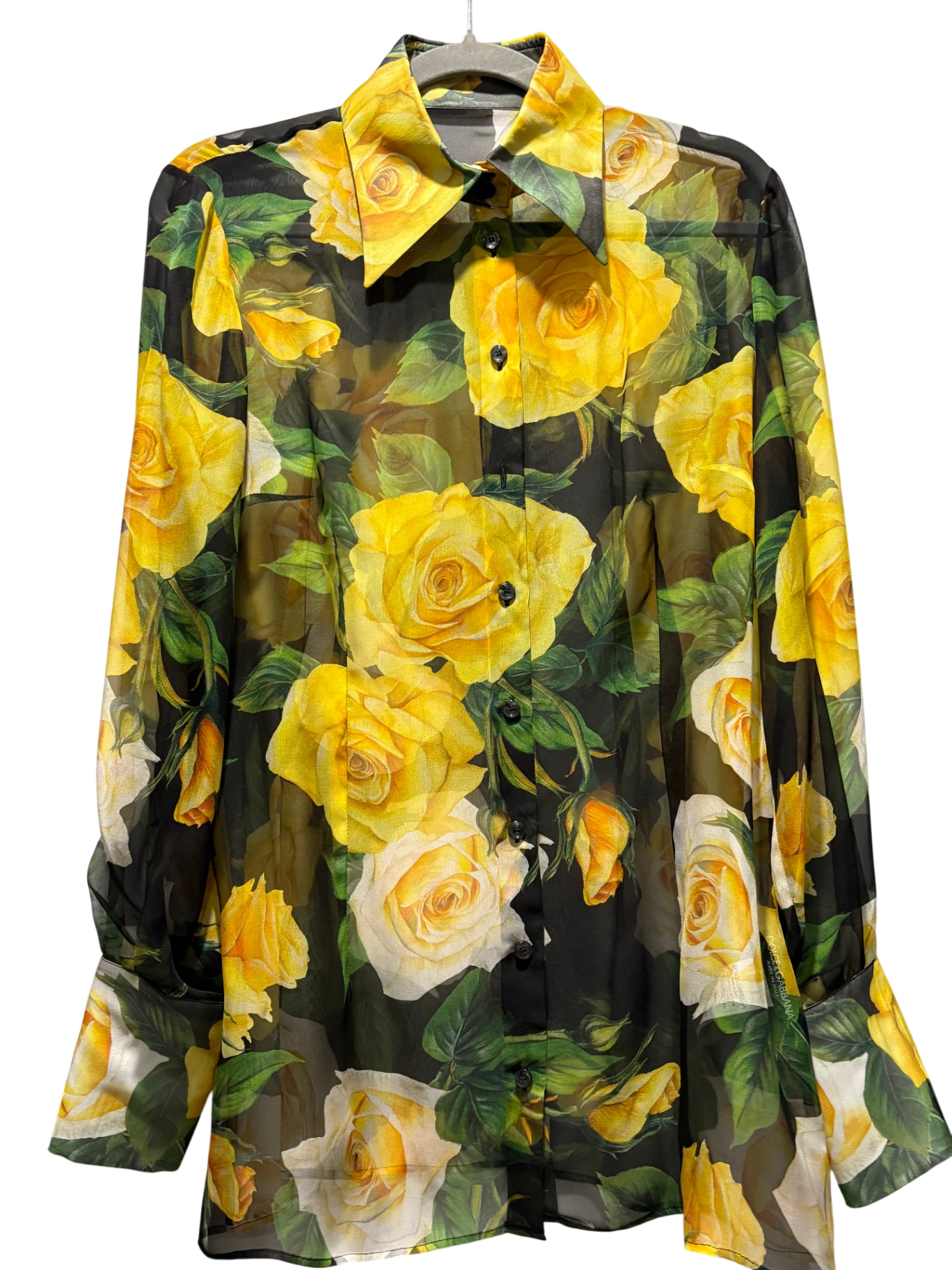 DOLCE & GABBANA Yellow/Green silk blouse: 44