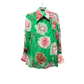 DOLCE & GABBANA Green/pink floral silk blouse: 44