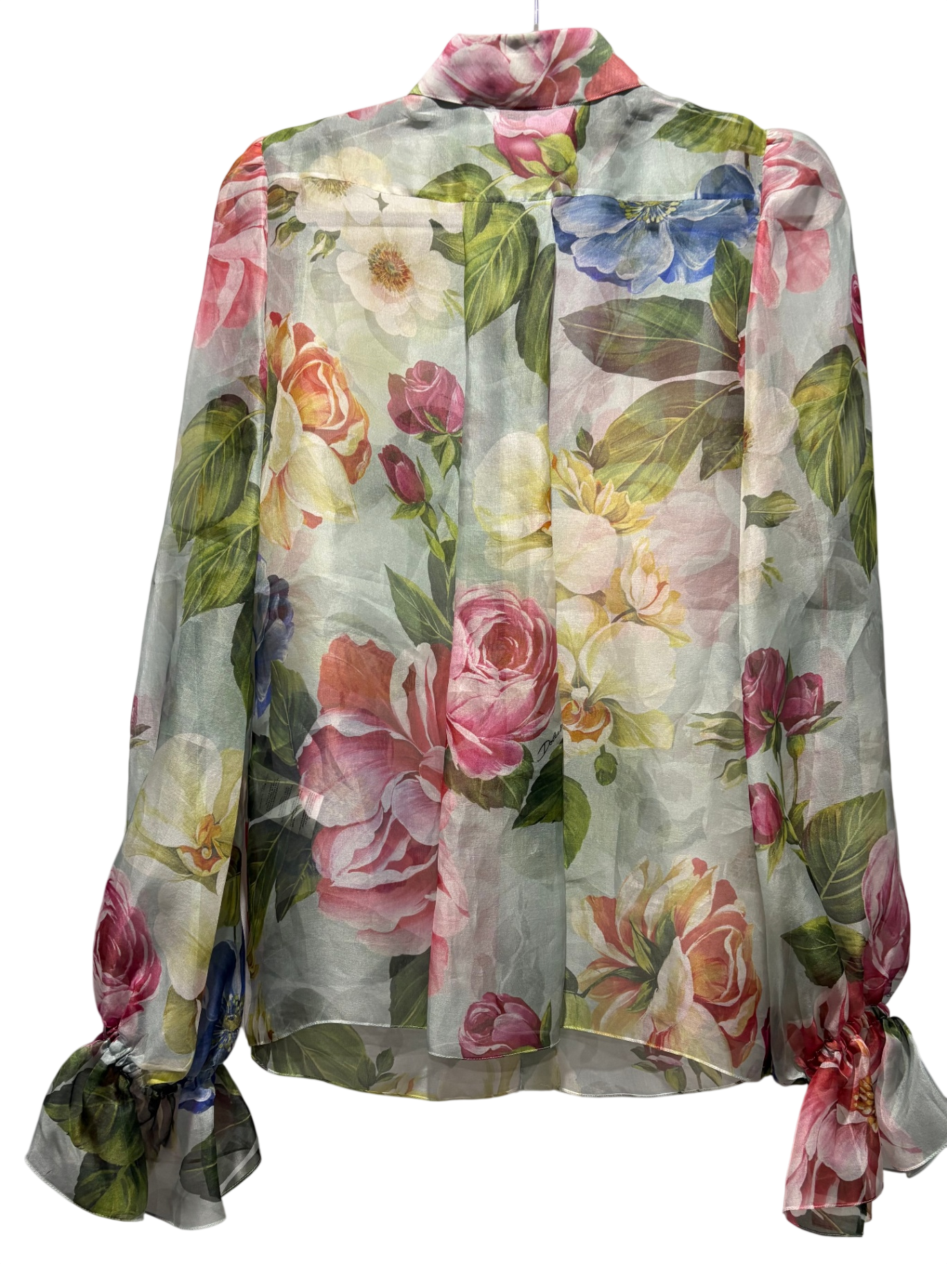 DOLCE & GABBANA Light green/floral blouse:44