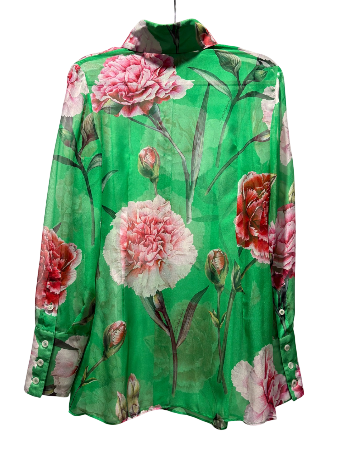 DOLCE & GABBANA Green/pink floral silk blouse: 44