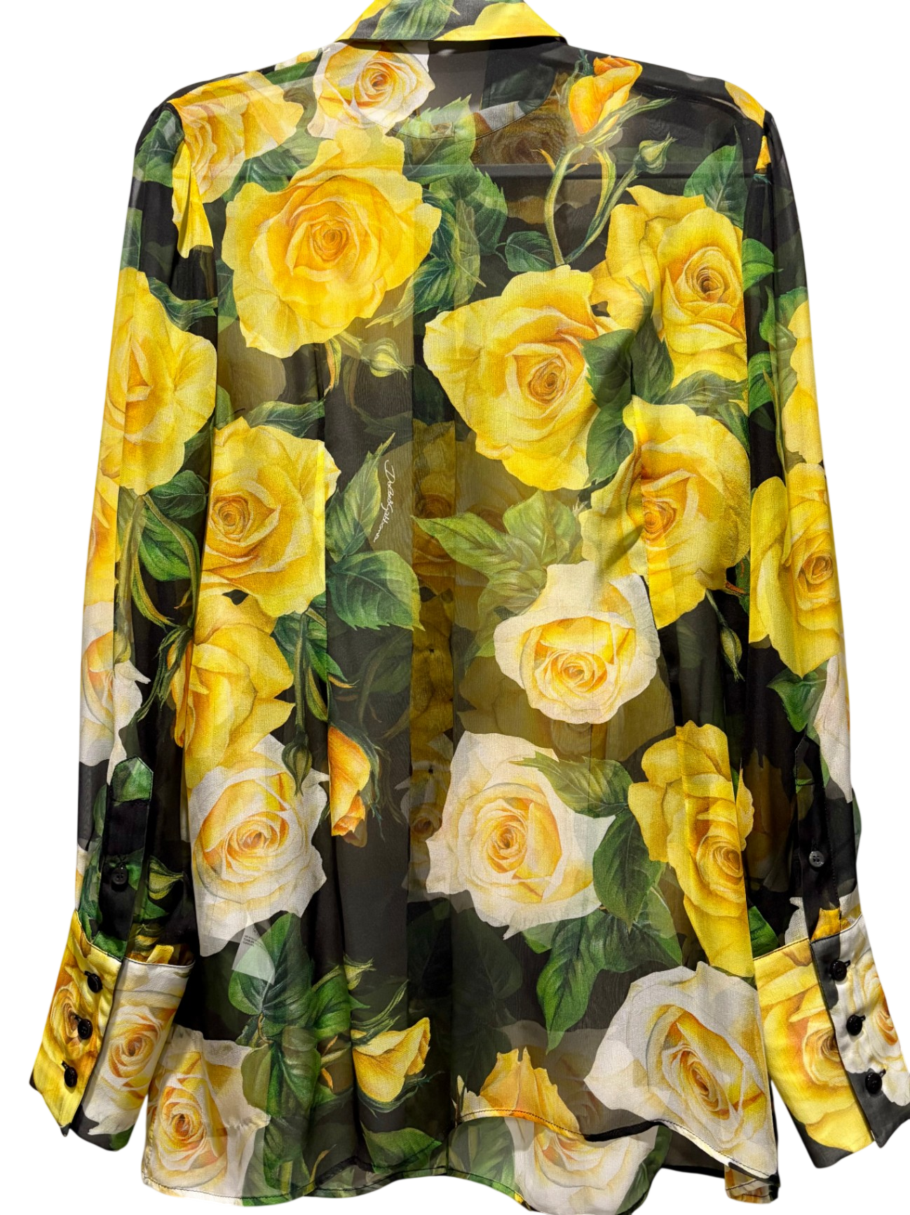 DOLCE & GABBANA Yellow/Green silk blouse: 44