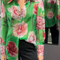 DOLCE & GABBANA Green/pink floral silk blouse: 44