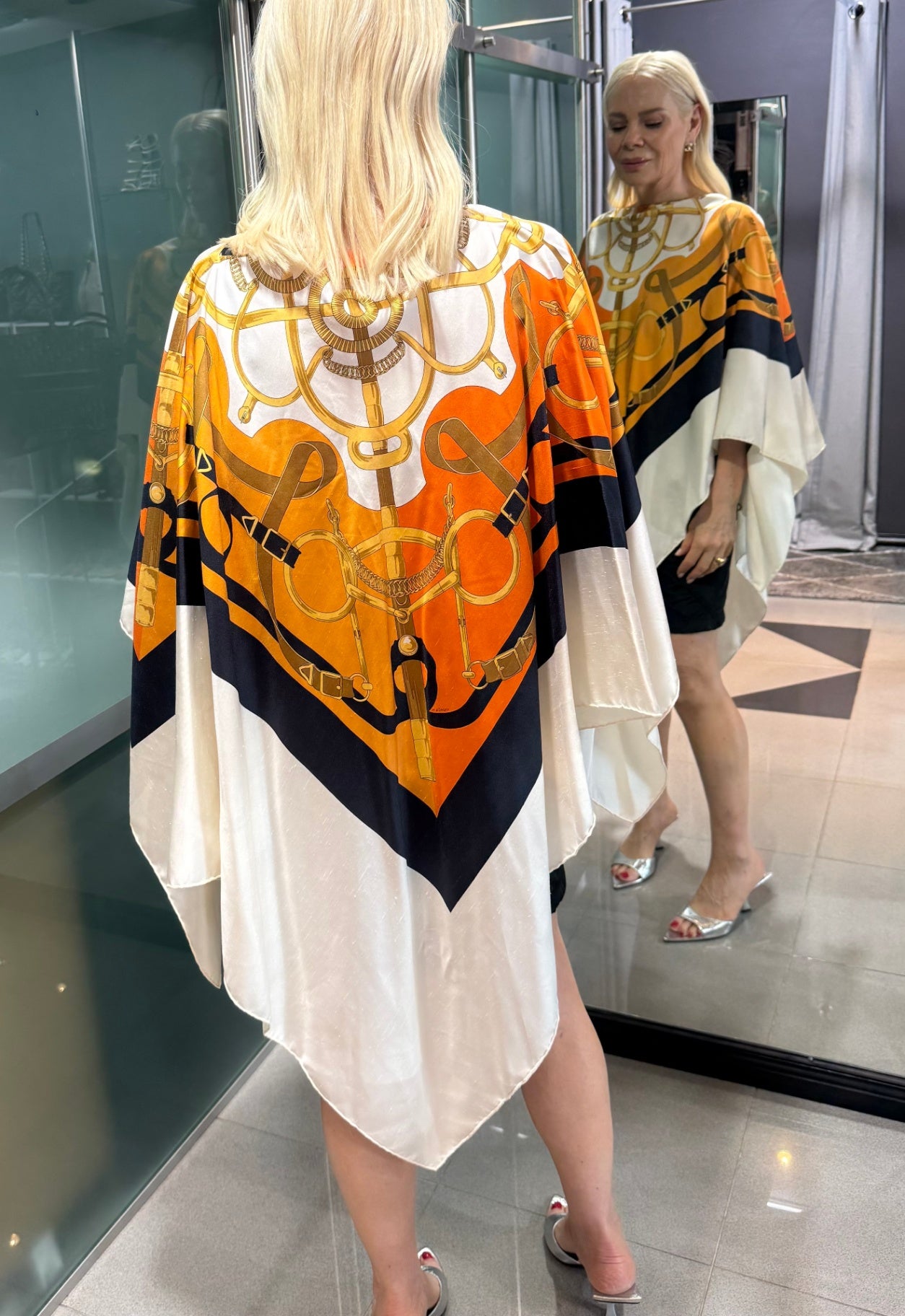 HERMES Silk Scarf Poncho O/S