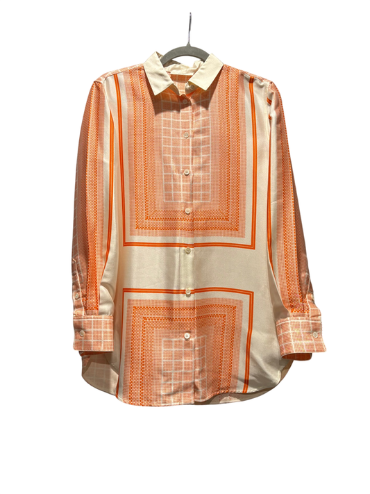 CELINE Geometric Orange Silk Shirt size 40